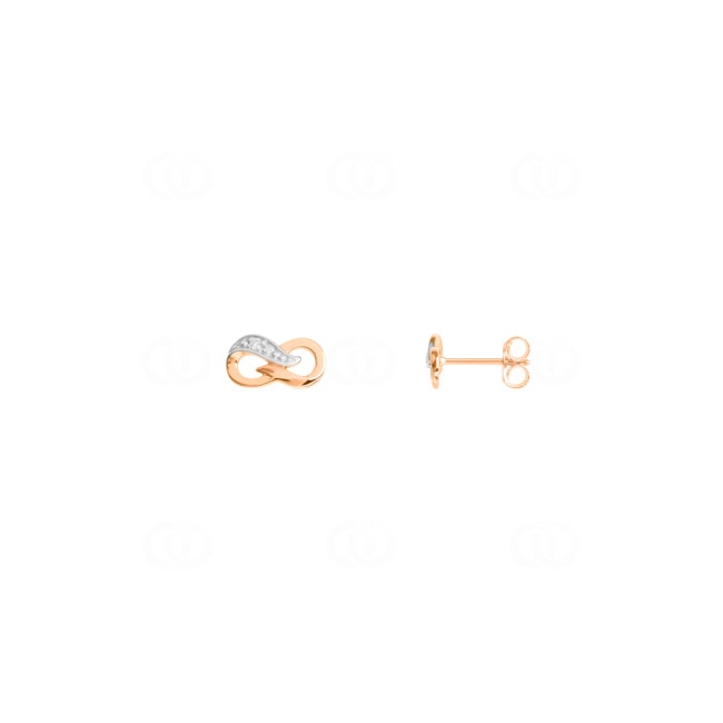 Clous d'oreilles or bicolore 750/18 ct avec diamants 0.01ct. H/p1 - S18R21001