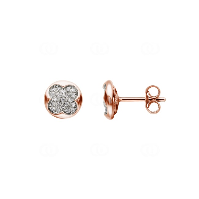 Stud Earrings 750/18 K Rose and White Gold with Diamonds 0.13ct. H/p1 - 2.406.34