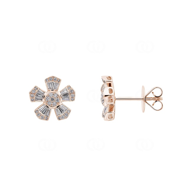 Ohrstecker 750/18 K Roségold Blume mit Diamanten 0.53 ct H/si - OR-02896-RG