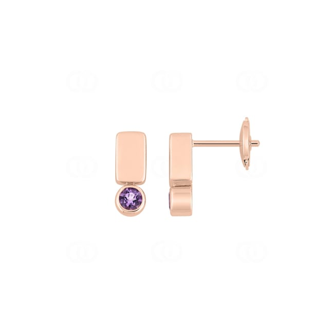 Ohrstecker 750/18 K Roségold mit Amethyst rund - J20012.A4