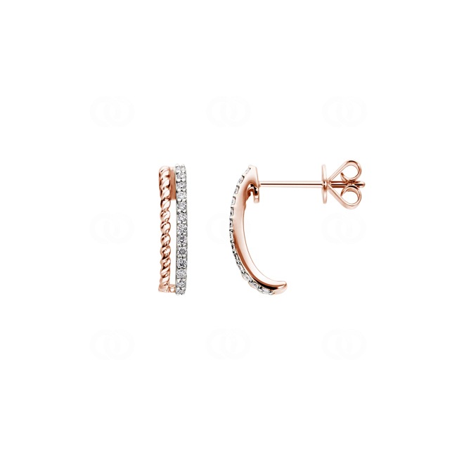 Clous d'oreilles or rosé 750/18 ct avec diamants 0.11 ct H/si - OR-73149-RG
