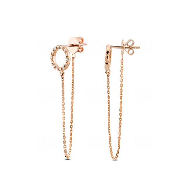 Clous d'oreilles or rosé 750/18 ct avec diamant 0.39 ct H/si - OR-013668-RG