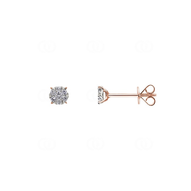 Clous d'oreilles or rosé 750/18 ct avec diamants 0.15 ct H/si Clous d'oreilles or rosé 750/18 ct avec diamants 0.15 ct H/si - OR-69338-RG