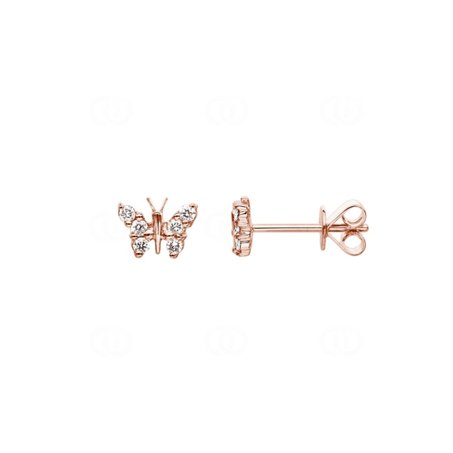 Ohrstecker 750/18 K Roségold mit Diamanten 0.15 ct H/si, Schmetterling - OR-15270-RG