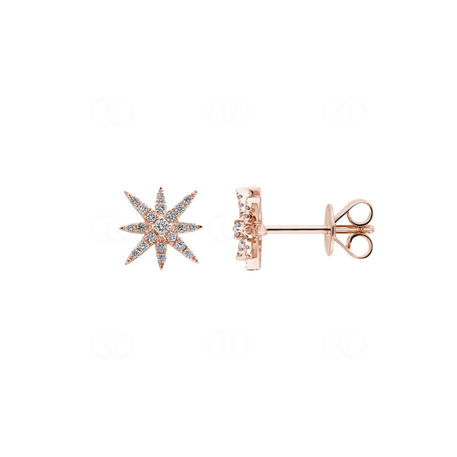 Ohrstecker 750/18 K Roségold Sterne mit Diamanten 0.17 ct H/si - OR-118322-RG