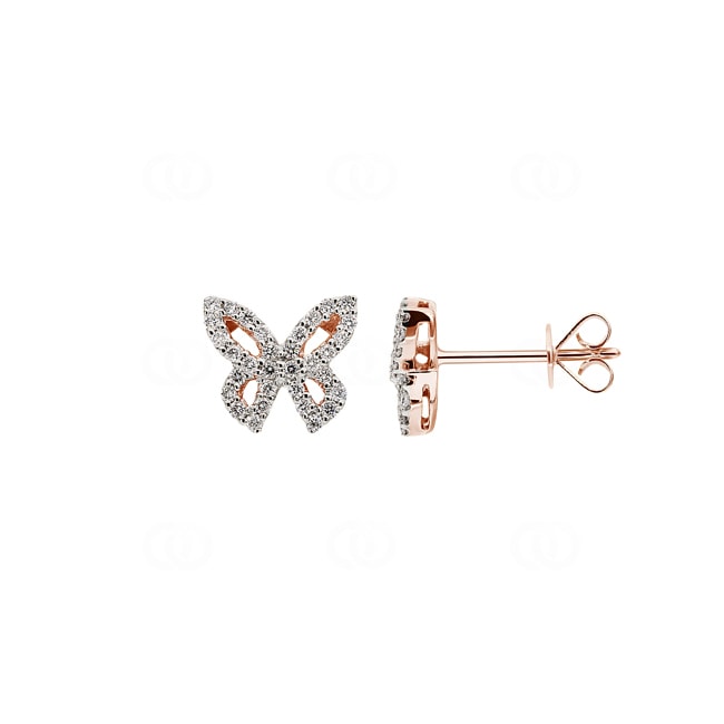 Ohrstecker 750/18 K Roségold mit Diamanten 0.25 ct H/si, Schmetterlinge - OR-45159-RG