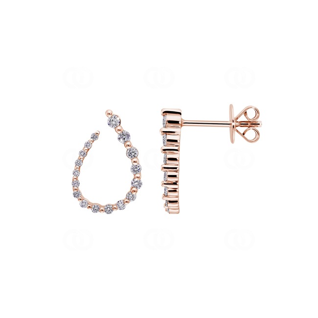 Clous d'oreilles or rosé 750/18 ct avec diamant 0.36 ct H/si - OR-096744-RG
