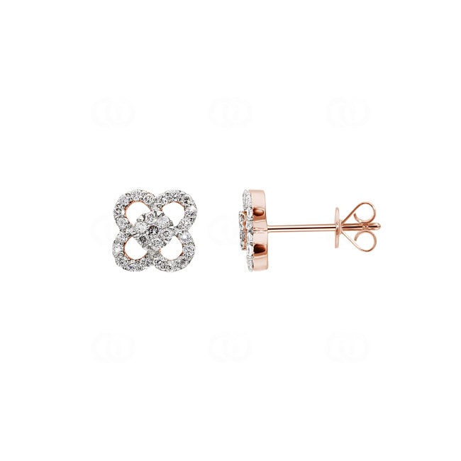 Ohrstecker 750/18 K Roségold mit Diamanten 0.36 ct H/si, Kleeblatt - OR-45233-RG