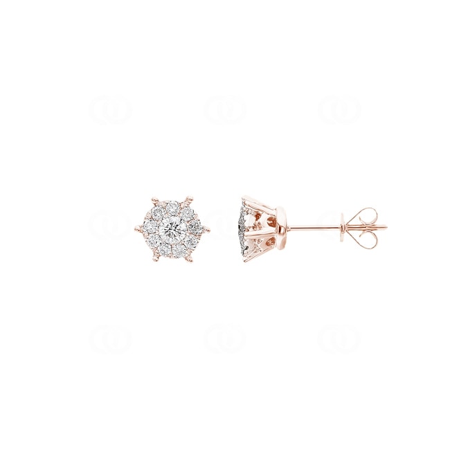 Stud Earrings 750/18 K Rose Gold with Diamonds 0.39 ct H/si - OR-43944-RG