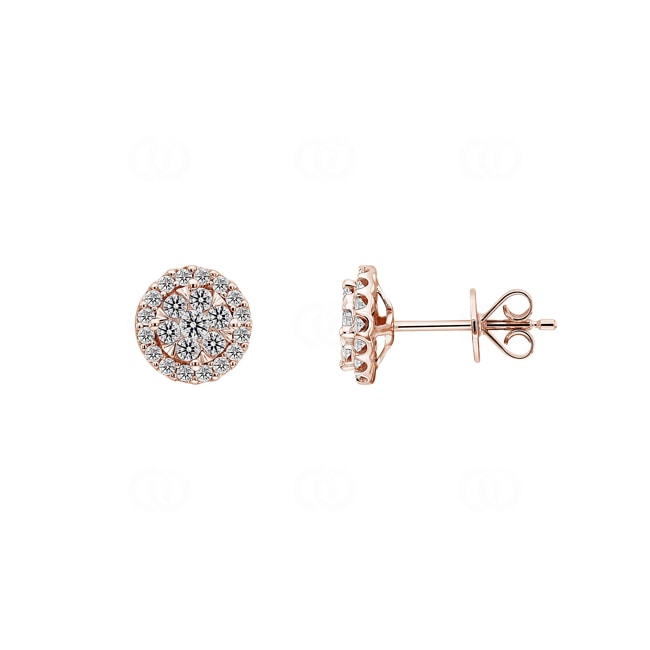 Stud Earrings 750/18 K Rose Gold with Diamonds 0.50 ct H/si - OR-69225-RG