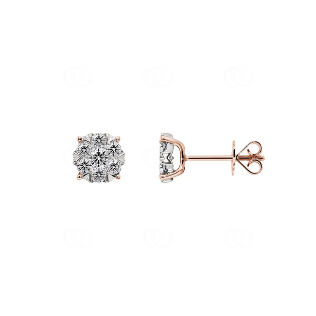 Stud Earrings 750/18 K Rose Gold with Diamonds 0.66 ct H/si - OR-69633-RG