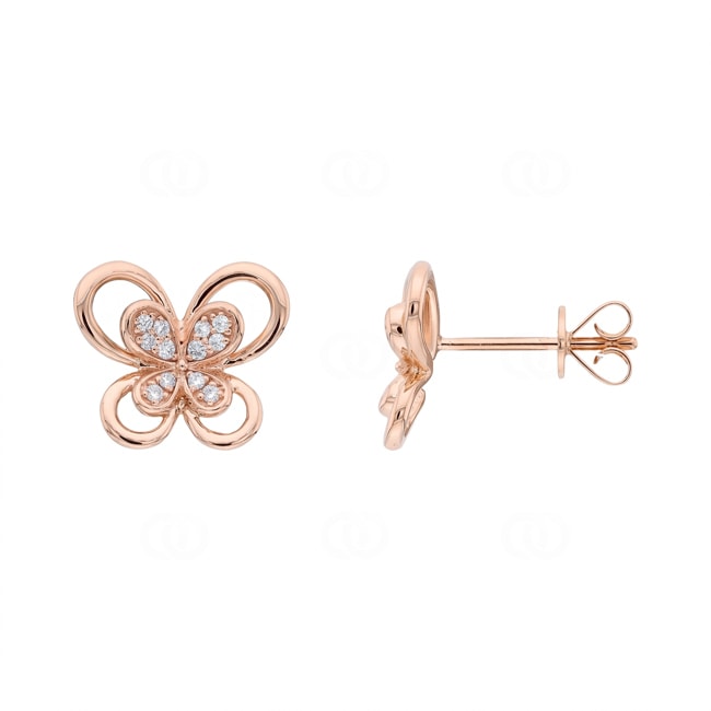 Ohrstecker 750/18 K Roségold Schmetterling mit Diamanten 0.11 ct - OR-73794-RG