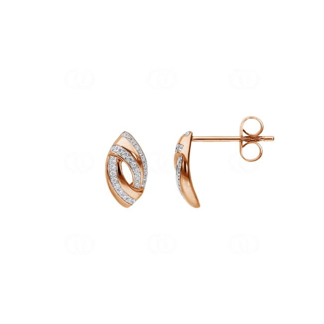 Stud Earrings 750/18 K Red Gold with Diamond 0.14ct H/Si - OBR3026
