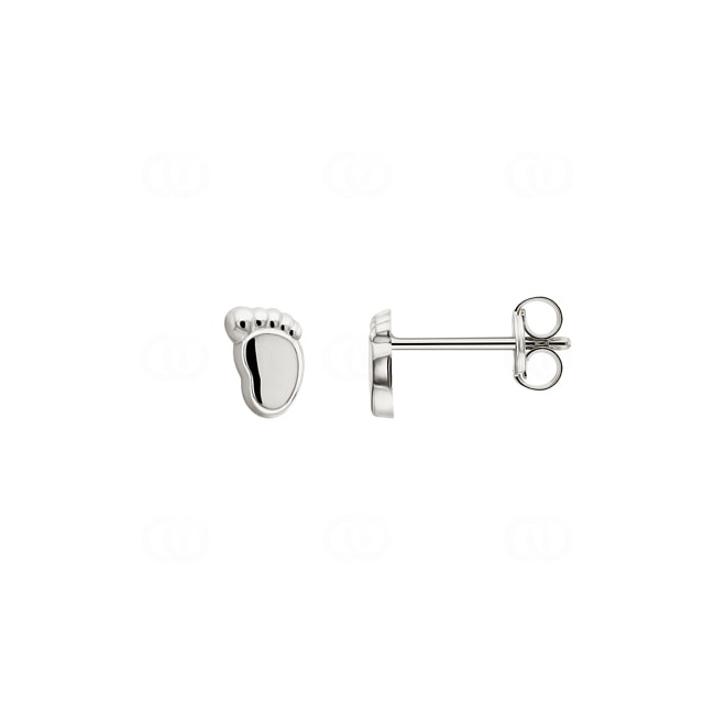 Stud Earrings 750/18 K White Gold Baby Feets - 199501.6W