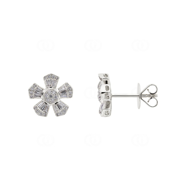 Ohrstecker 750/18 K Weissgold Blume mit Diamanten 0.53 ct H/si - OR-02896-WG