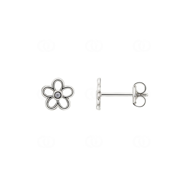 Ohrstecker 750/18 K Weissgold Blume mit Zirkonia - 252331.6ZW