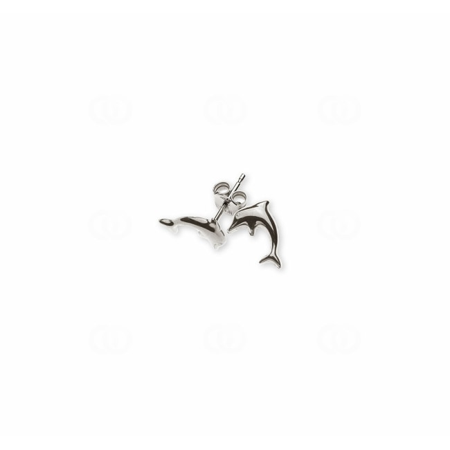 Stud Earrings 750/18 K White Gold Dolphin - OGO2081