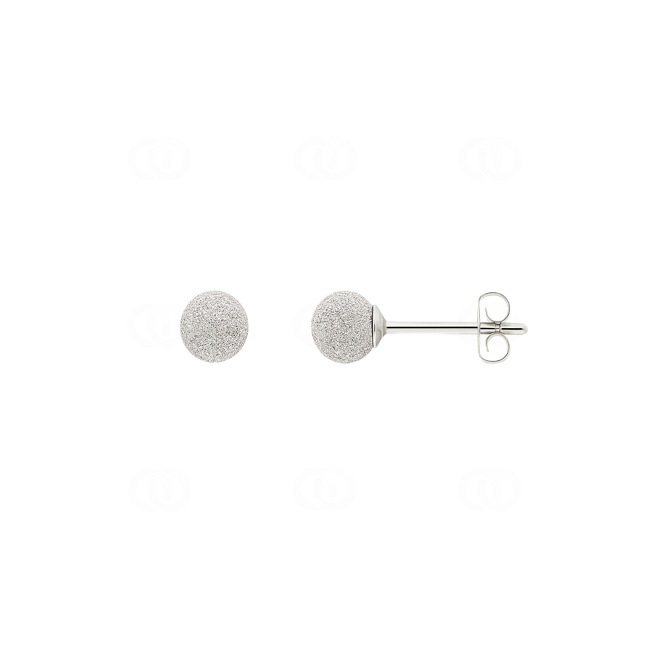 Stud Earrings Frosted 750/18 K White Gold Ø 4mm - 8033.4G