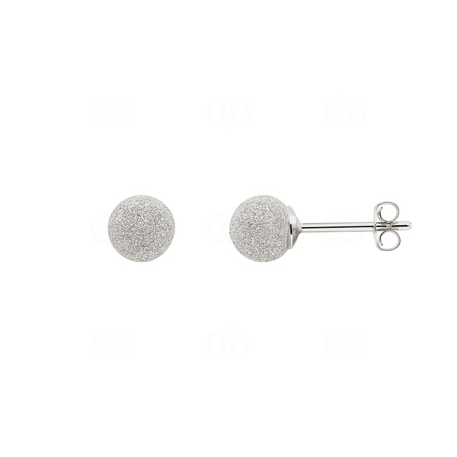 Stud Earrings Frosted 750/18 K White Gold Ø 6mm - 8033.6G