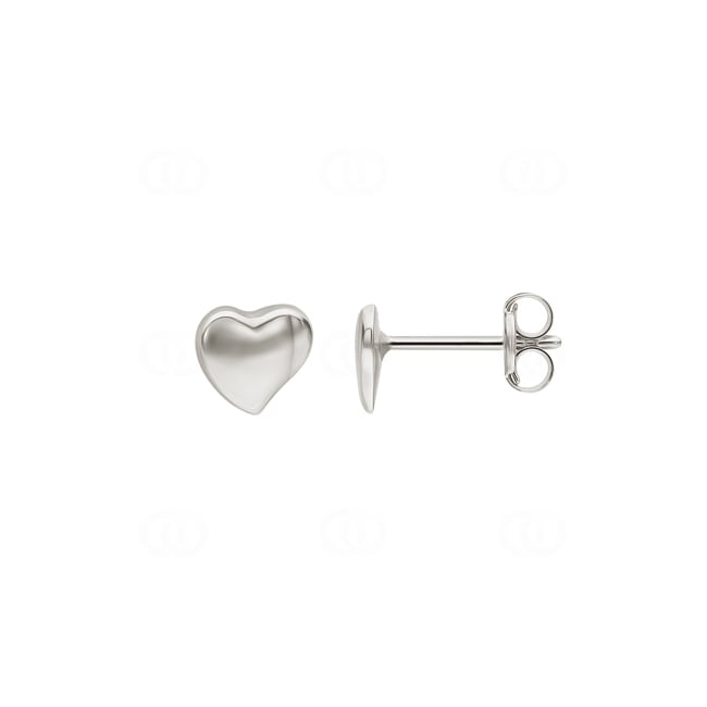 Stud Earrings 750/18 K White Gold Heart - 801071.6