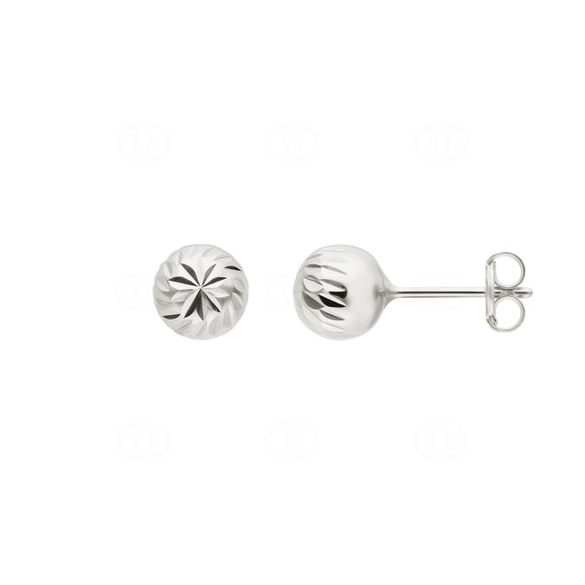Stud Earrings 750/18 K White Gold Hollow Sphere Ø 6mm - 802141.6