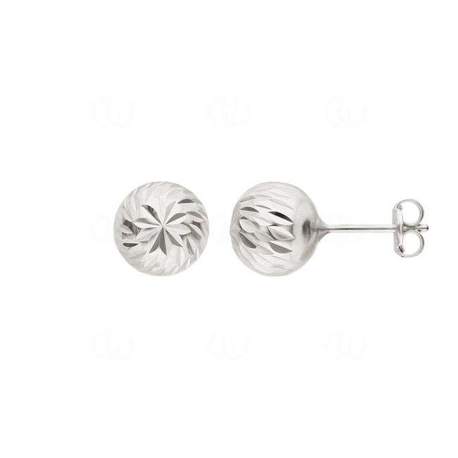 Stud Earrings 750/18 K White Gold Hollow Sphere Ø 8mm - 802161.6