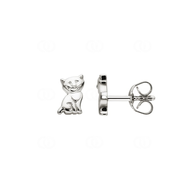 Clous d'oreilles or gris 750/18 ct Chat - 632048.200
