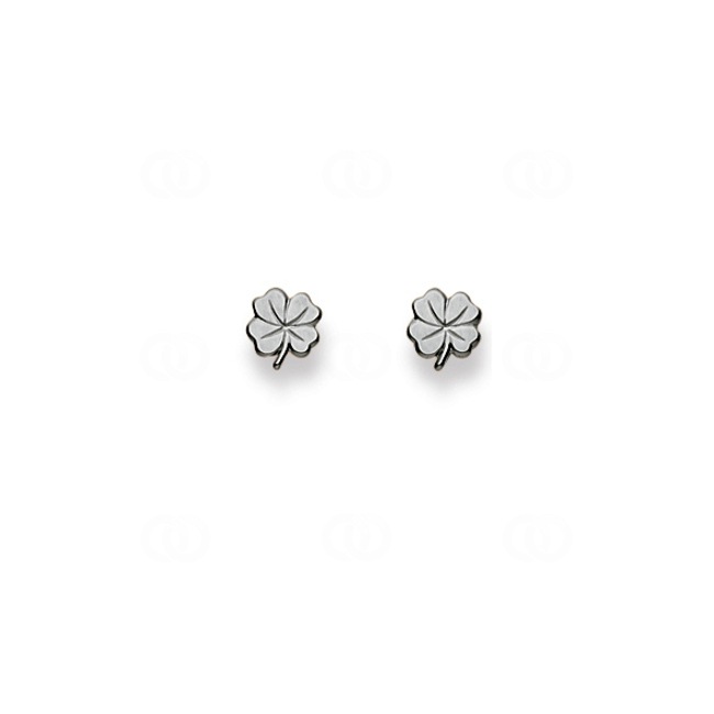 Stud Earrings 750/18 K White Gold, Cloverleaf - 1263.01190/0001