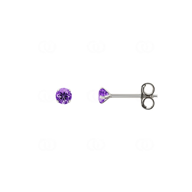 Ohrstecker 750/18 K Weissgold mit Amethyst Ø 3mm - 8035.3GA