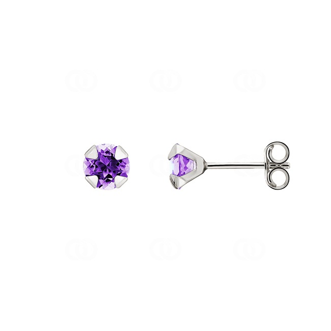 Ohrstecker 750/18 K Weissgold mit Amethyst Ø 5mm - 8035.5GA