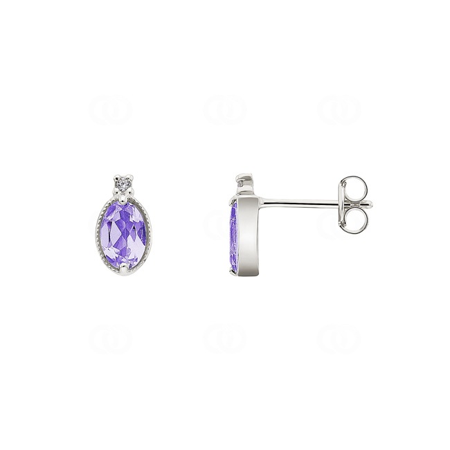 Ohrstecker 750/18 K Weissgold mit Amethyst oval & Zirkonia - 189221.6AW