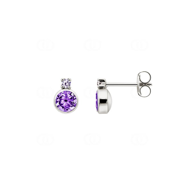Ohrstecker 750/18 K Weissgold mit Amethysten und Zirkonia - 188221.7AW
