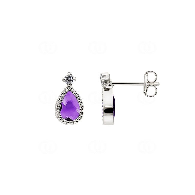 Ohrstecker 750/18 K Weissgold mit Amethysten und Zirkonia - 258201.6AW