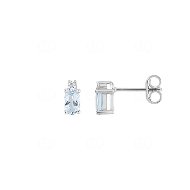 Ohrstecker 750/18 K Weissgold mit Aquamarinen & Diamanten 0.02 ct. - 2.7358.M1