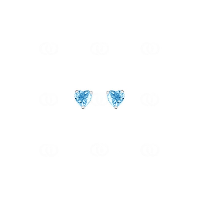 Stud Earrings 750/18 K White Gold with Blue Topaz - JA257GT