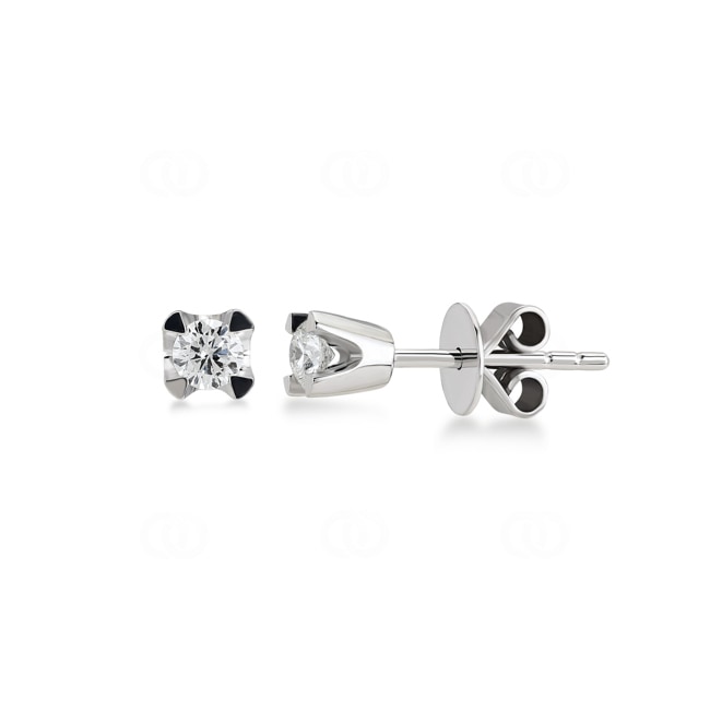 Clous d'oreilles or gris 750/18 ct avec diamant 0.20 ct H/si - OR-081989-01-WG