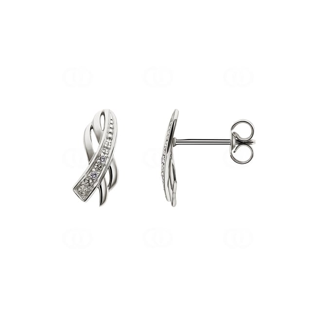 Stud Earrings 750/18 K White Gold with Diamonds 0.01ct. H/p1 - 2.081.31