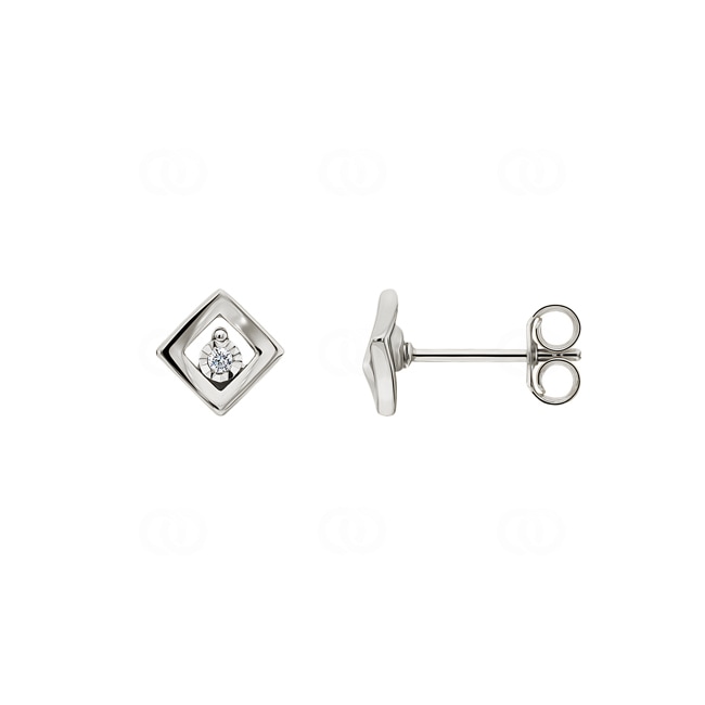 Stud Earrings 750/18 K White Gold with Diamonds 0.02ct. H/p1 - QE204GB4