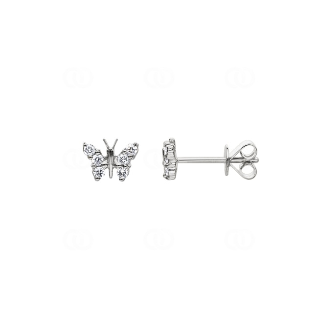 Ohrstecker 750/18 K Weissgold mit Diamanten 0.15 ct H/si, Schmetterling - OR-15270-WG