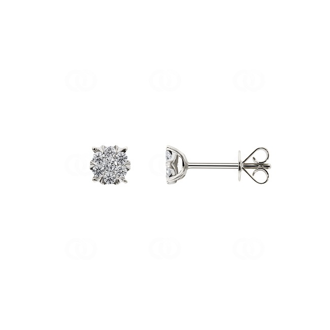Clous d'oreilles or gris 750/18 ct avec diamants 0.25 ct H/si - OR-69339-WG