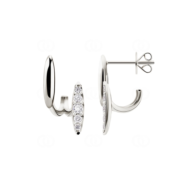 Clous d'oreilles or gris 750/18 ct avec diamant 0.26 ct H/si - OR-015755-WG