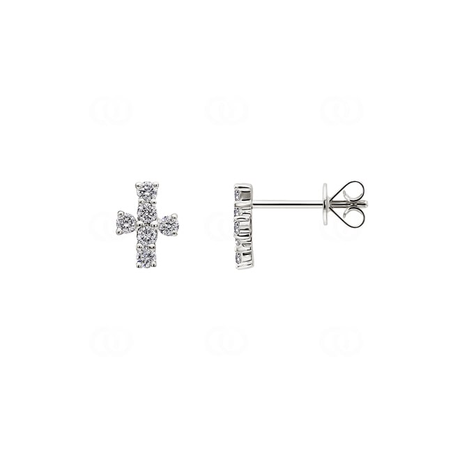 Ohrstecker 750/18 K Weissgold Kreuz mit Diamanten 0.35 ct H/si - OR-20296-WG