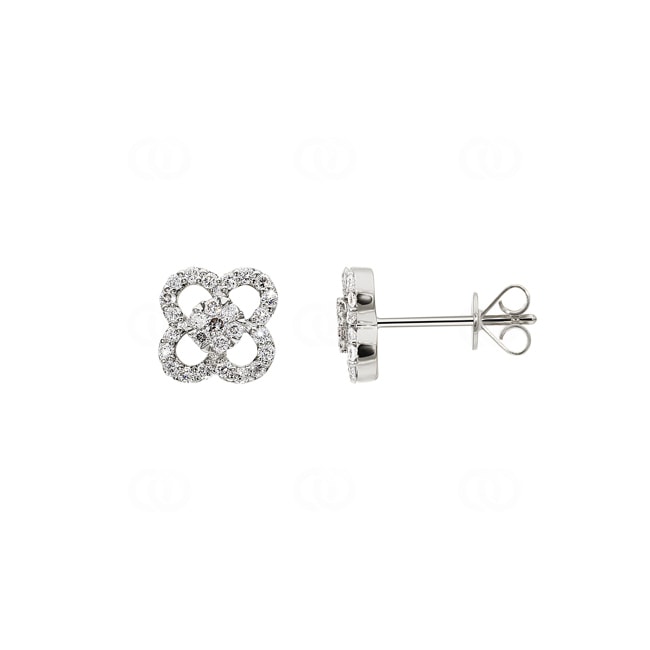 Clous d'oreilles or gris 750/18 ct Trèfle avec diamants 0.36 ct H/si - OR-45233-WG