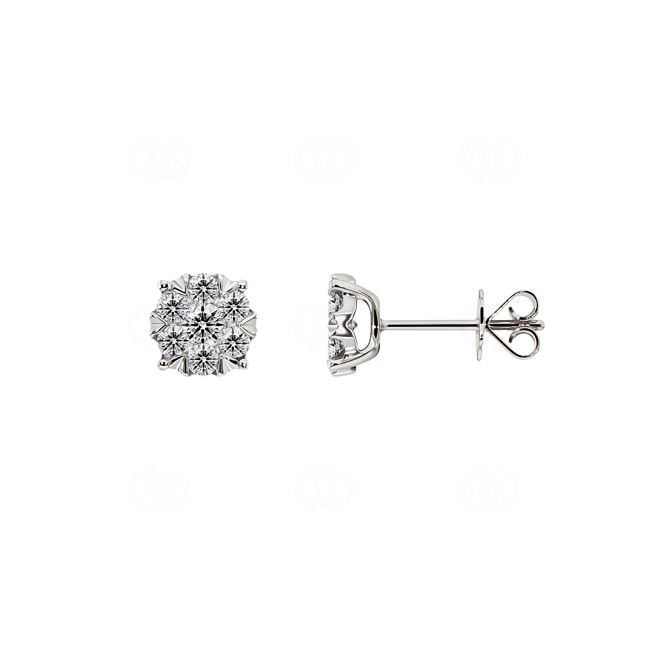 Clous d'oreilles or gris 750/18 ct avec diamants 0.66 ct H/si - OR-69633-WG