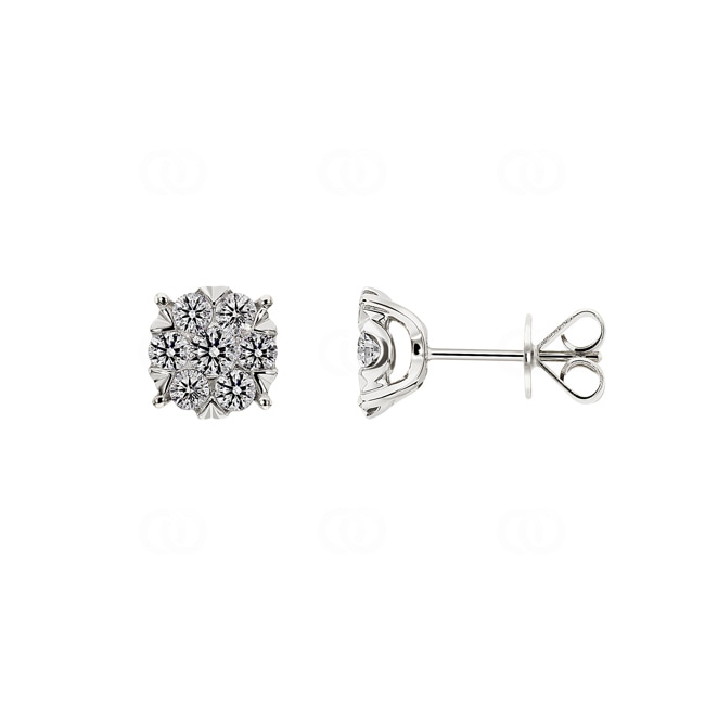 Stud Earrings 750/18 K White Gold with Diamonds 1.00 ct H/si - OR-69174-WG