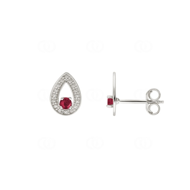 Clous d'oreilles or gris 750/18 ct avec émeraude - S18.22003
