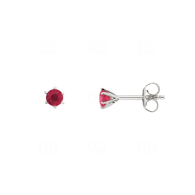 Stud Earrings 750/18 K White Gold with Ruby Stud Earrings 750/18 K White Gold with Ruby - PE03784-3-WG