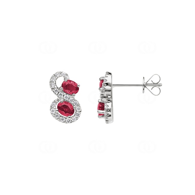 Clous d'oreilles or jaune 750/18 ct avec rubis & diamants 0.21 ct H/si Clous d'oreilles or jaune 750/18 ct avec rubis & diamants 0.21 ct H/si - OR-35646-RUB-WG
