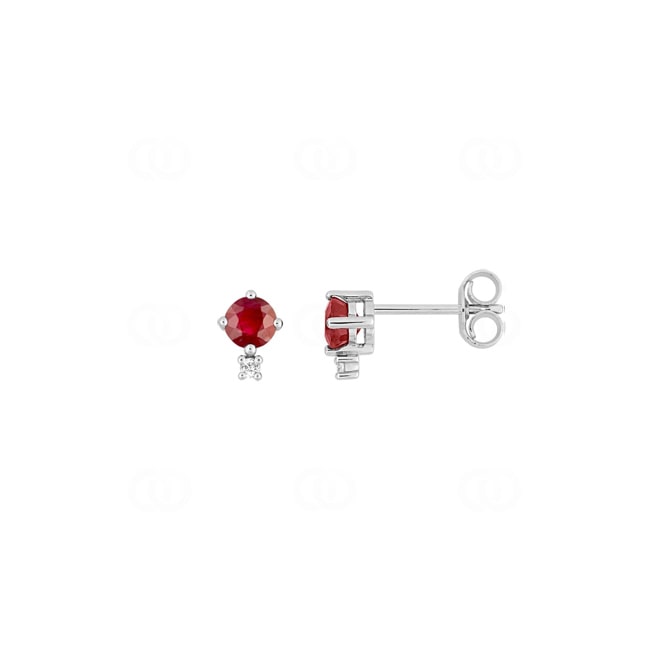 Ohrstecker 750/18 K Weissgold mit Rubinen und Diamanten 0.02 ct. - 2.7360.R1