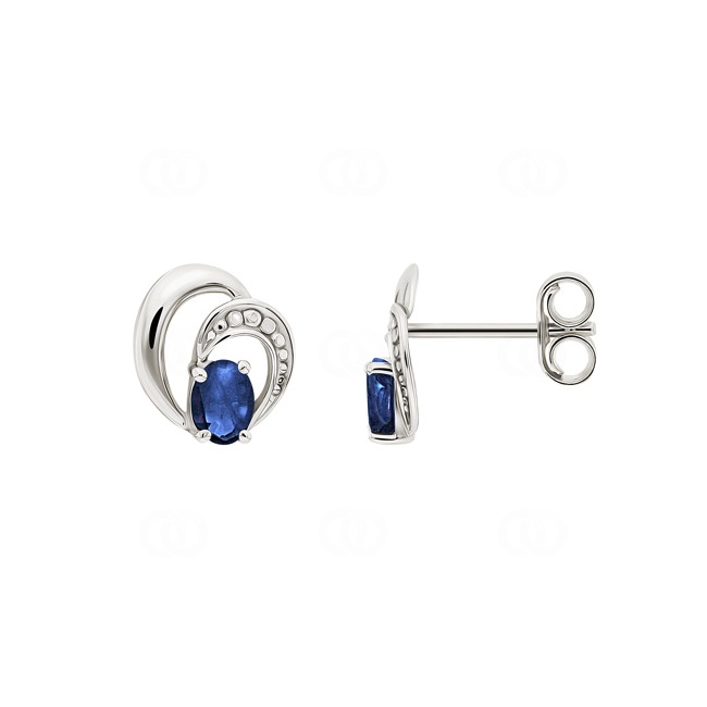 Clous d'oreilles or gris 750/18 ct avec saphir 0.44ct. - GI220GS